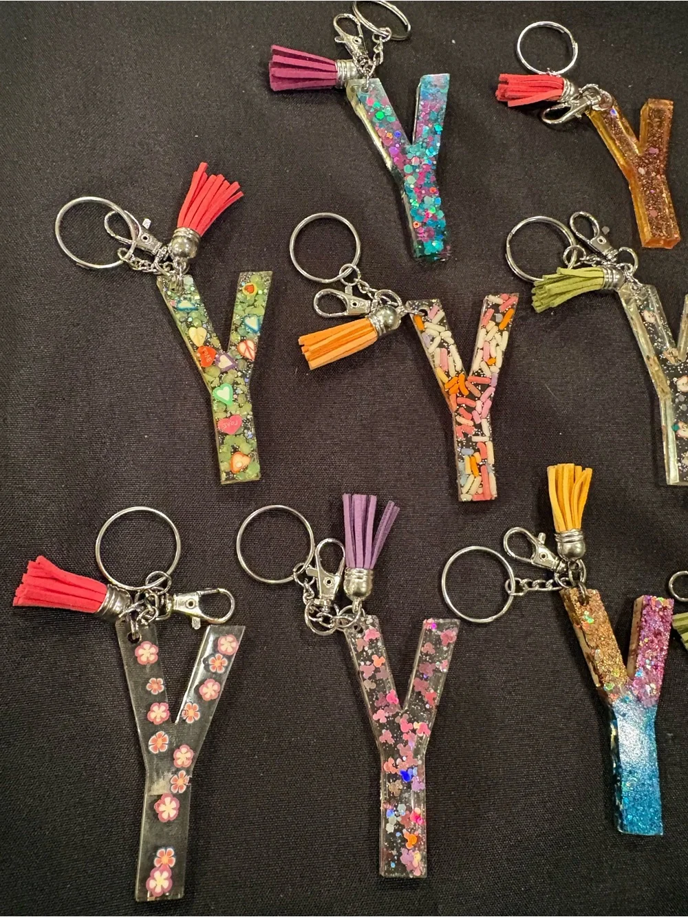 Decorative 'Y' Resin Keychains - Mixed Colors